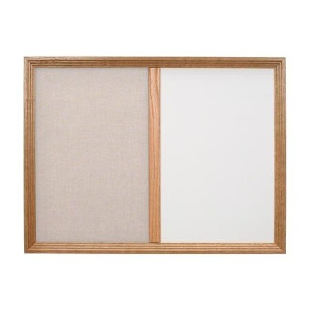 United Visual Products Decor Wood Combo Board, 24"x18", Light Oak/Grey & Cork UV701DEFAB-LTOAK-GREY-CORK
